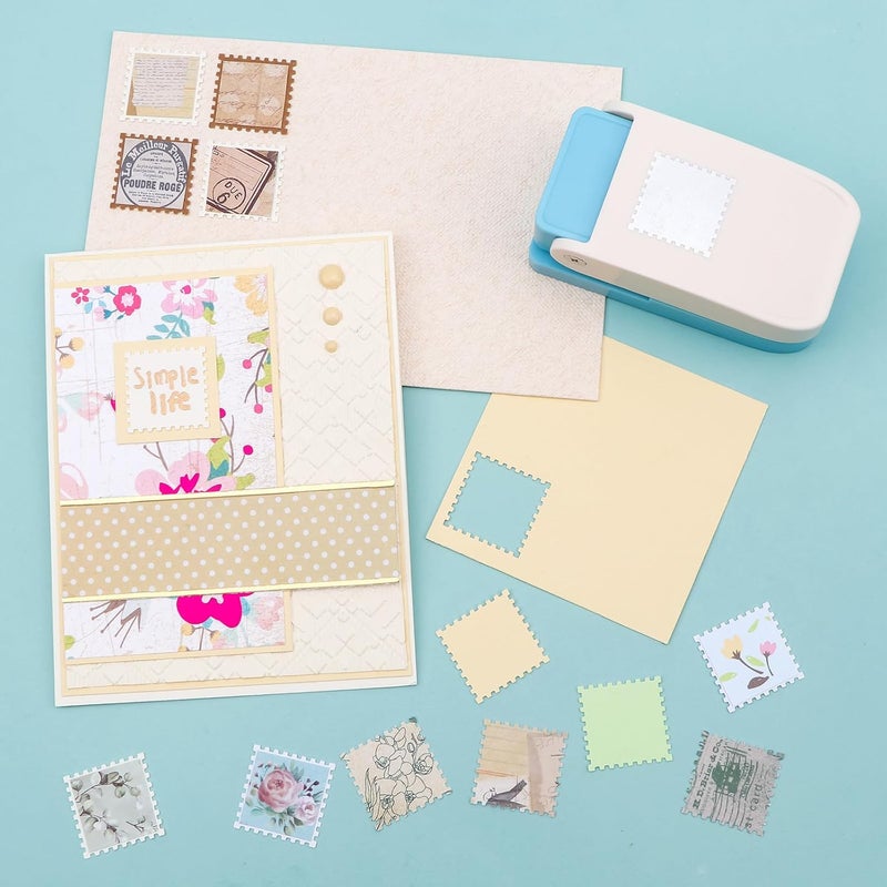 BAOFALI 2Pcs/Set Stamp Puncher 1 Inch Square Hole Punch & 1 Inch Square Postage Stamps Punches Lever Action Paper Punches for Crafting Scrapbooking DIY Card Making Arts Crafts Supplies - Image 2